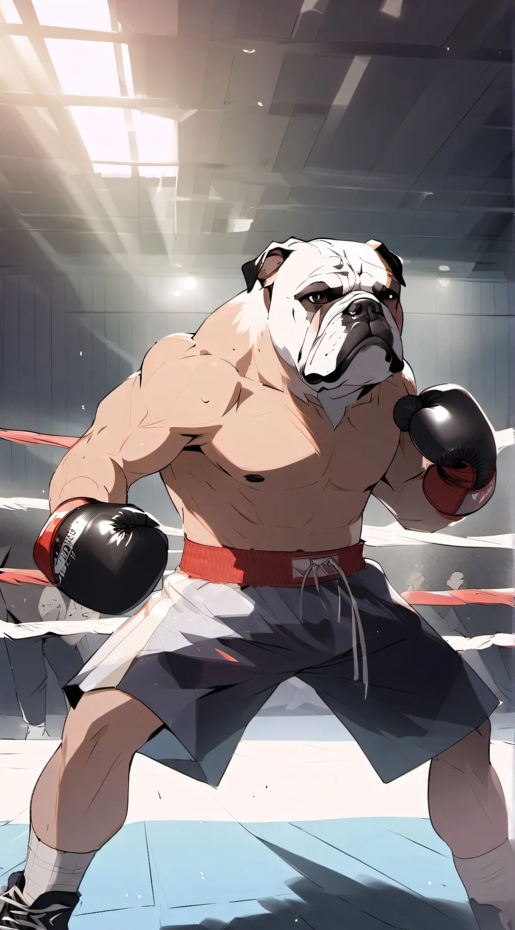 ai character: Boxing dog  background