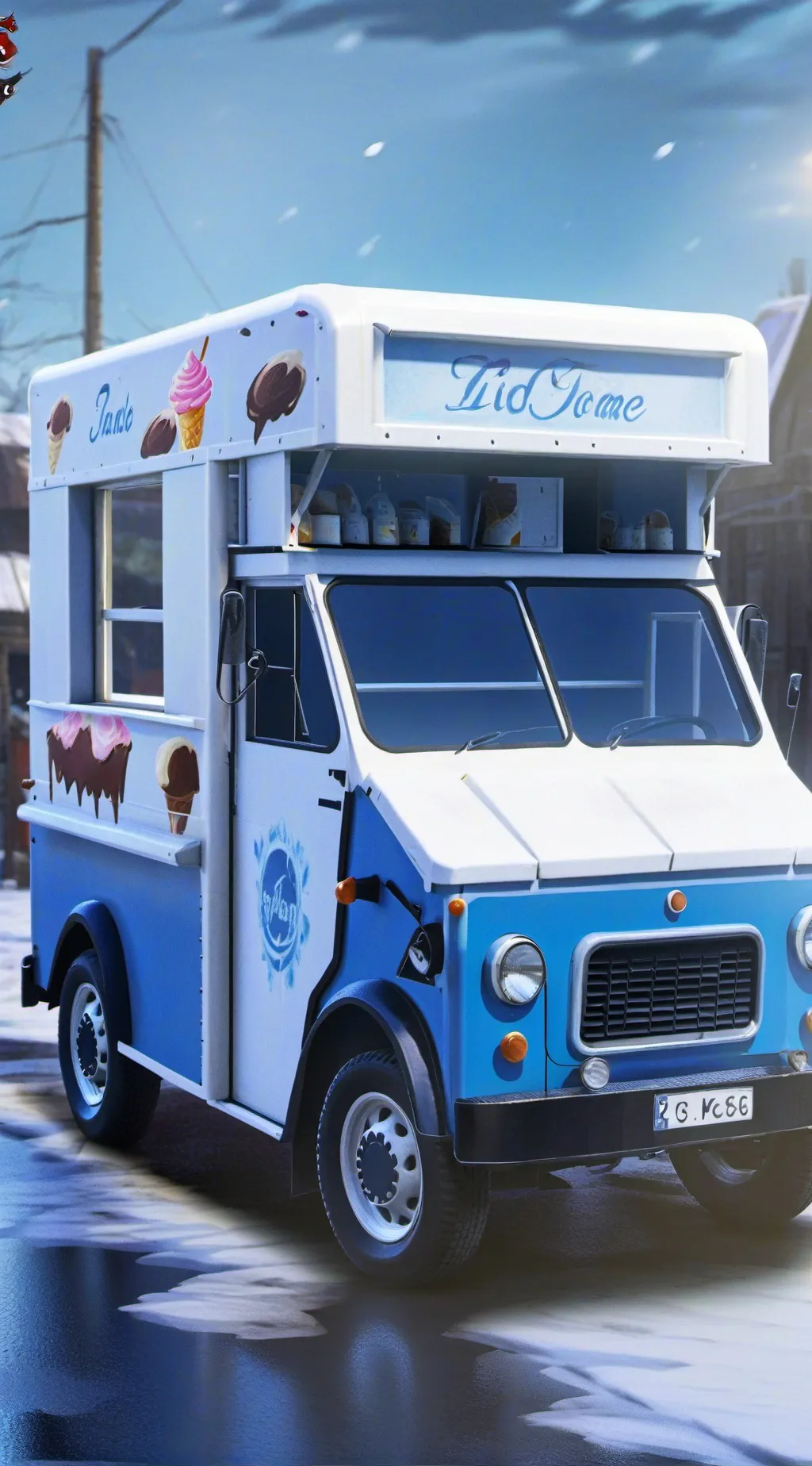 ai character: ice cream truck background