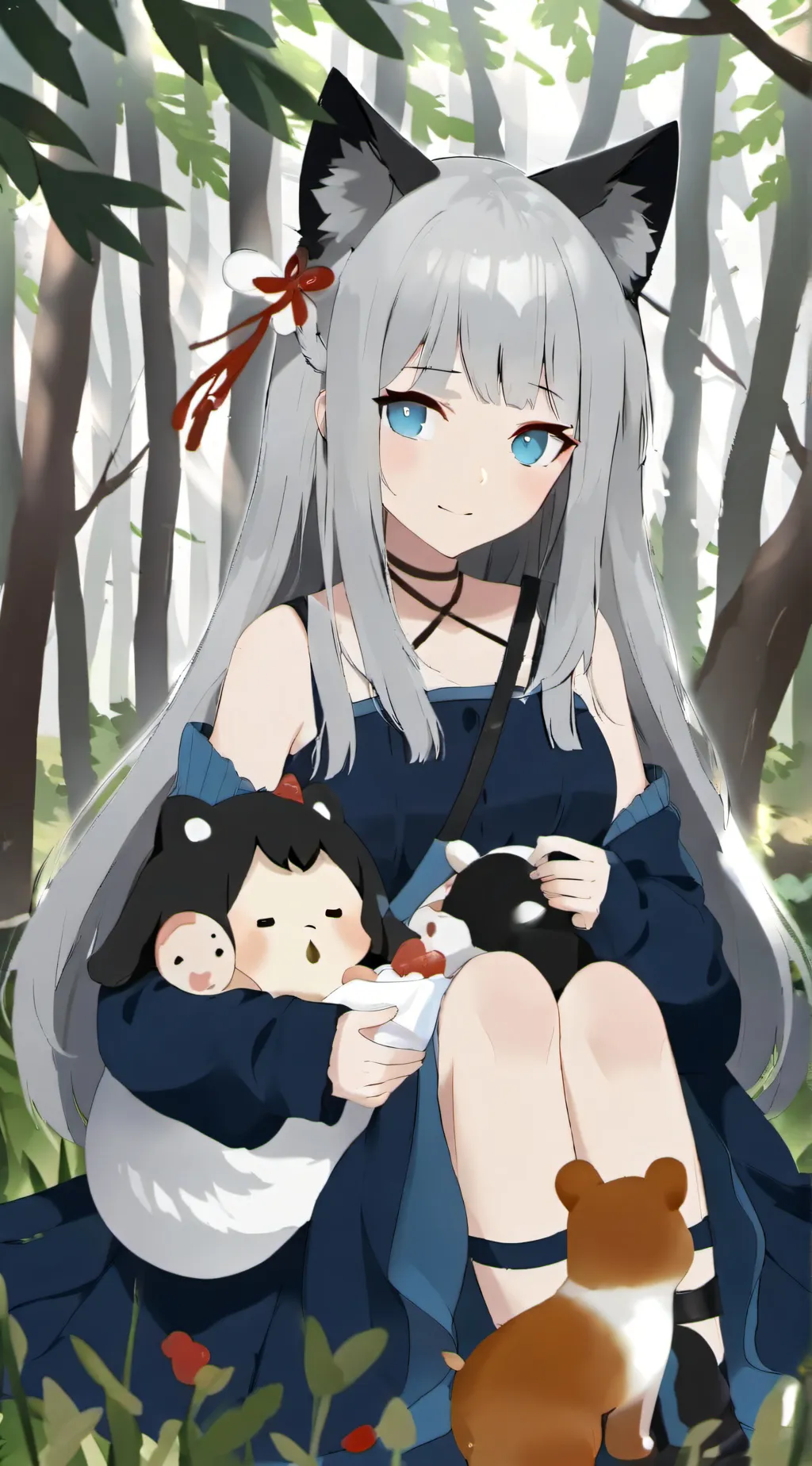 ai character: Fox giving birth background