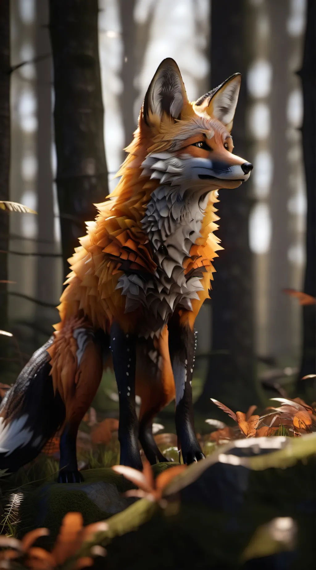 ai character: Cross fox background