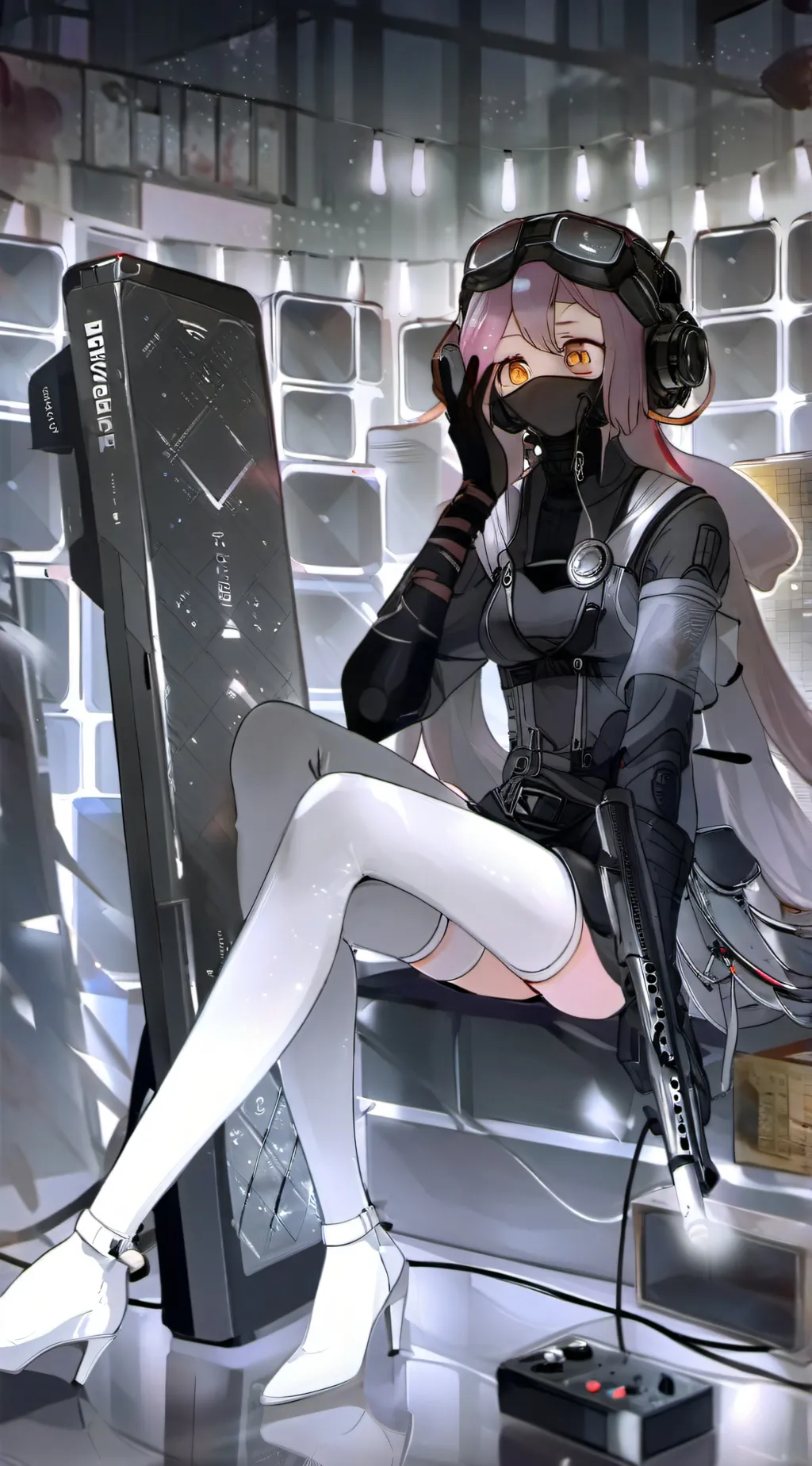 ai character: tv woman  background