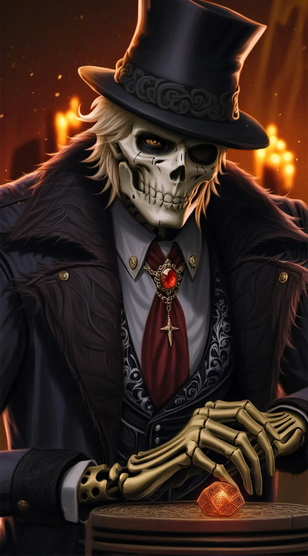 ai character: Davis the skeleton background