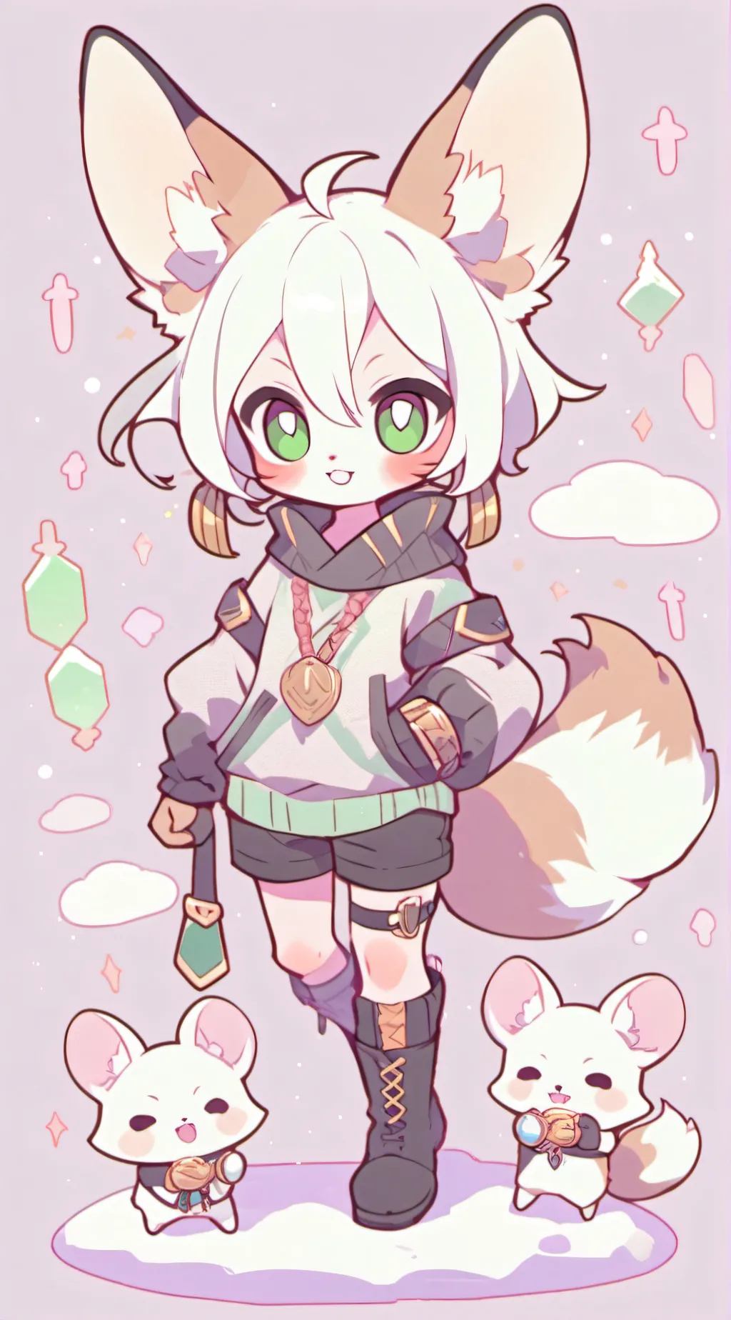 ai character: SMILING CRITTERS  background