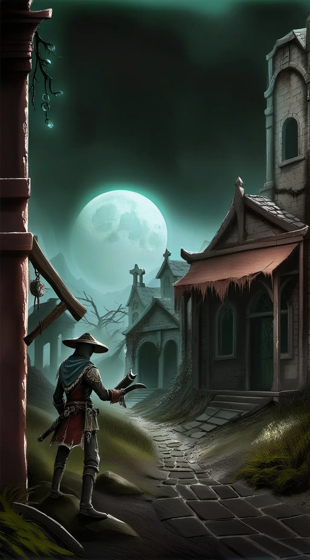 ai character: MHA ghost town background