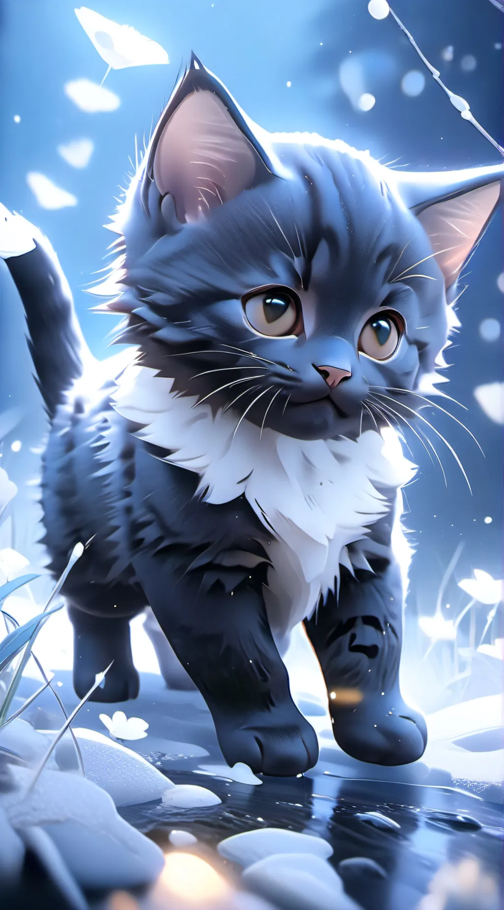 ai character: Scary cute kitten background