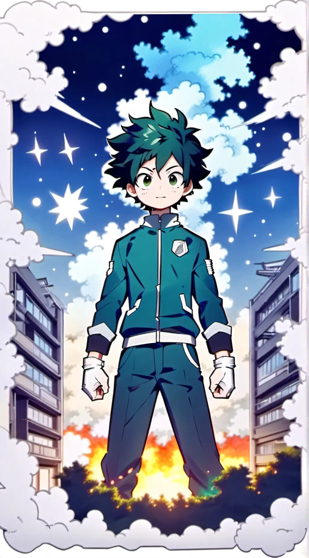 ai character: Mha Fireworks  background