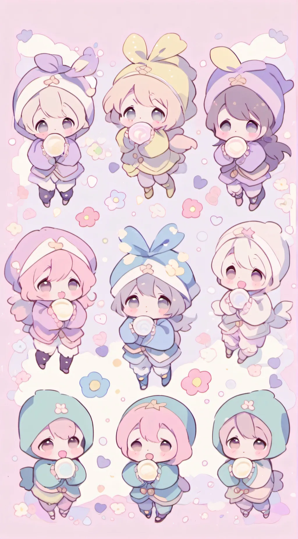 ai character: 6 baby’s  background