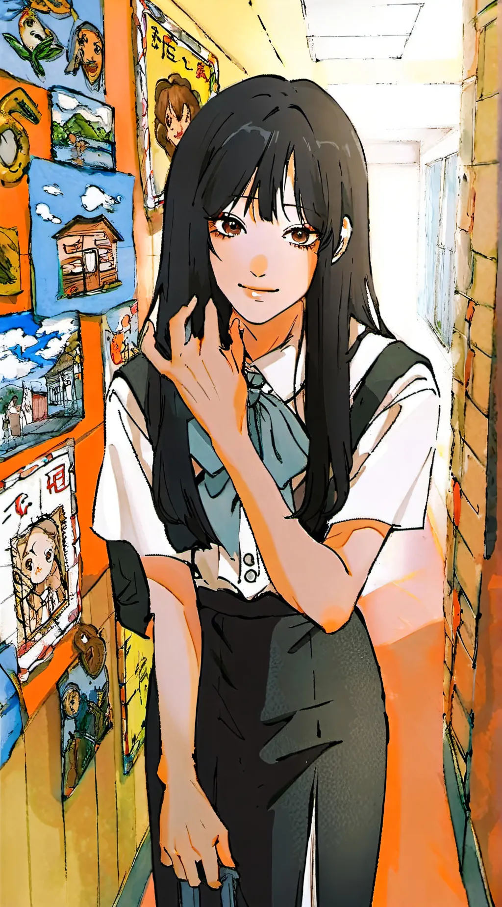 ai character: Elina Wang.  background