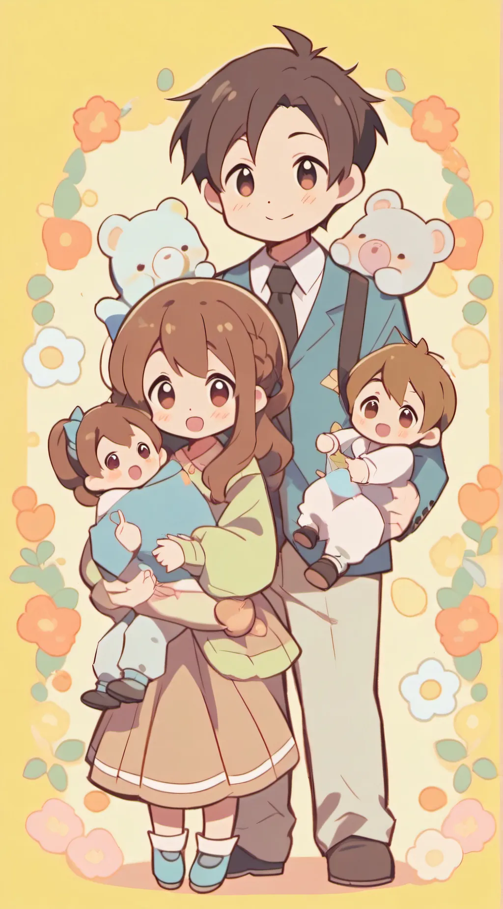 ai character: Family of four background