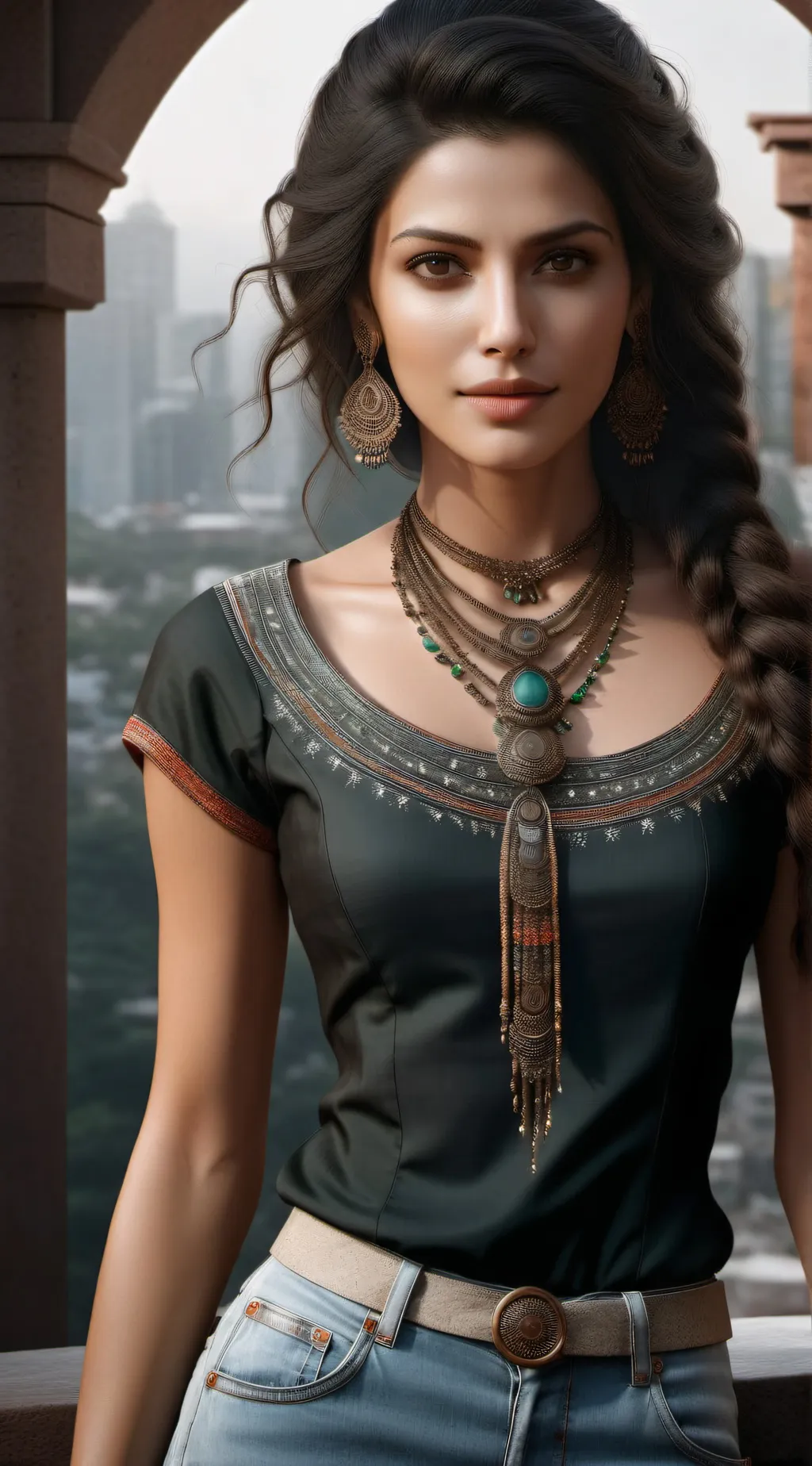 ai character: Andrea espeda  background