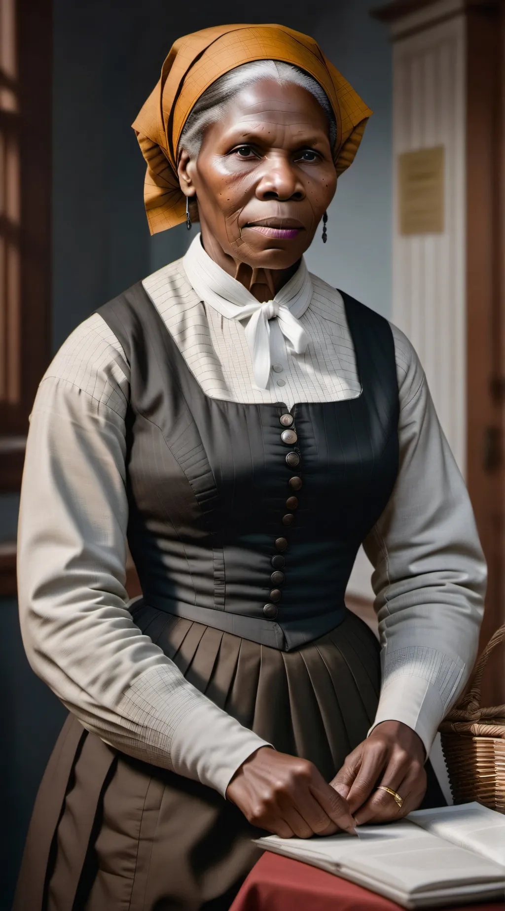 ai character: Harriet Tubman background