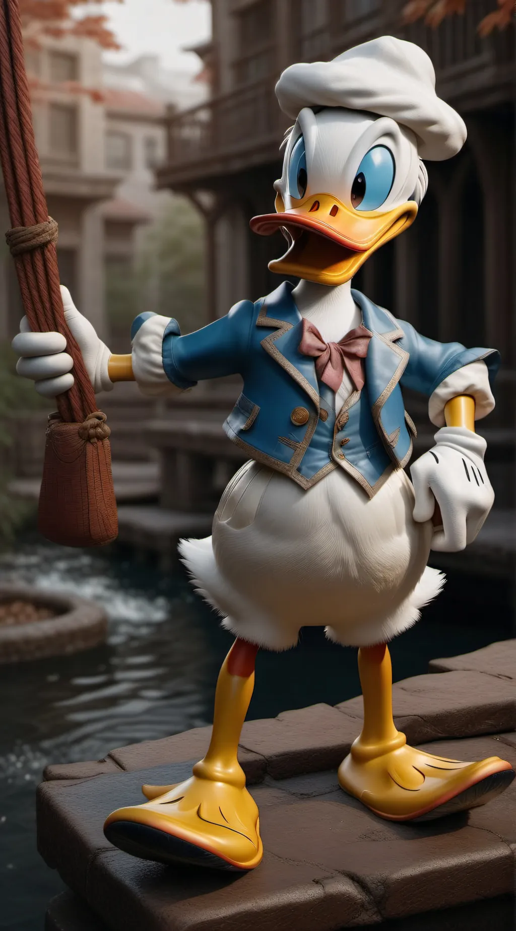 ai character: Donald duck  background