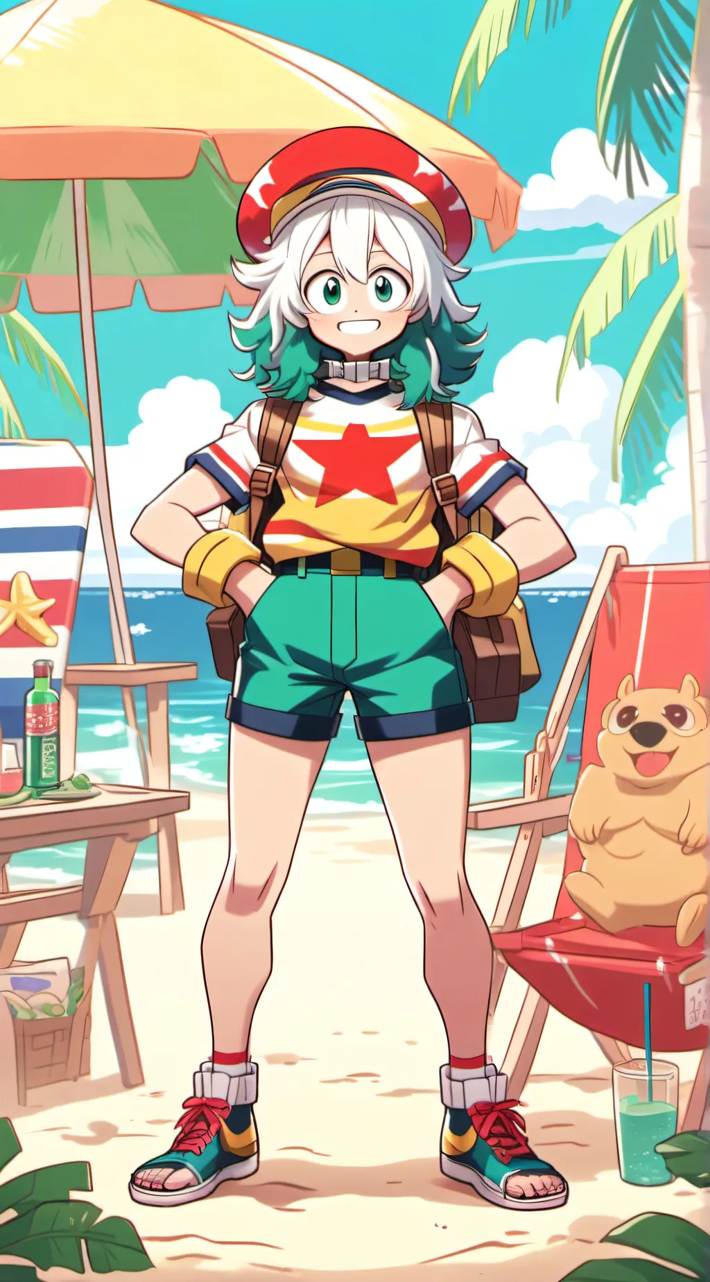 ai character: mha beach party  background