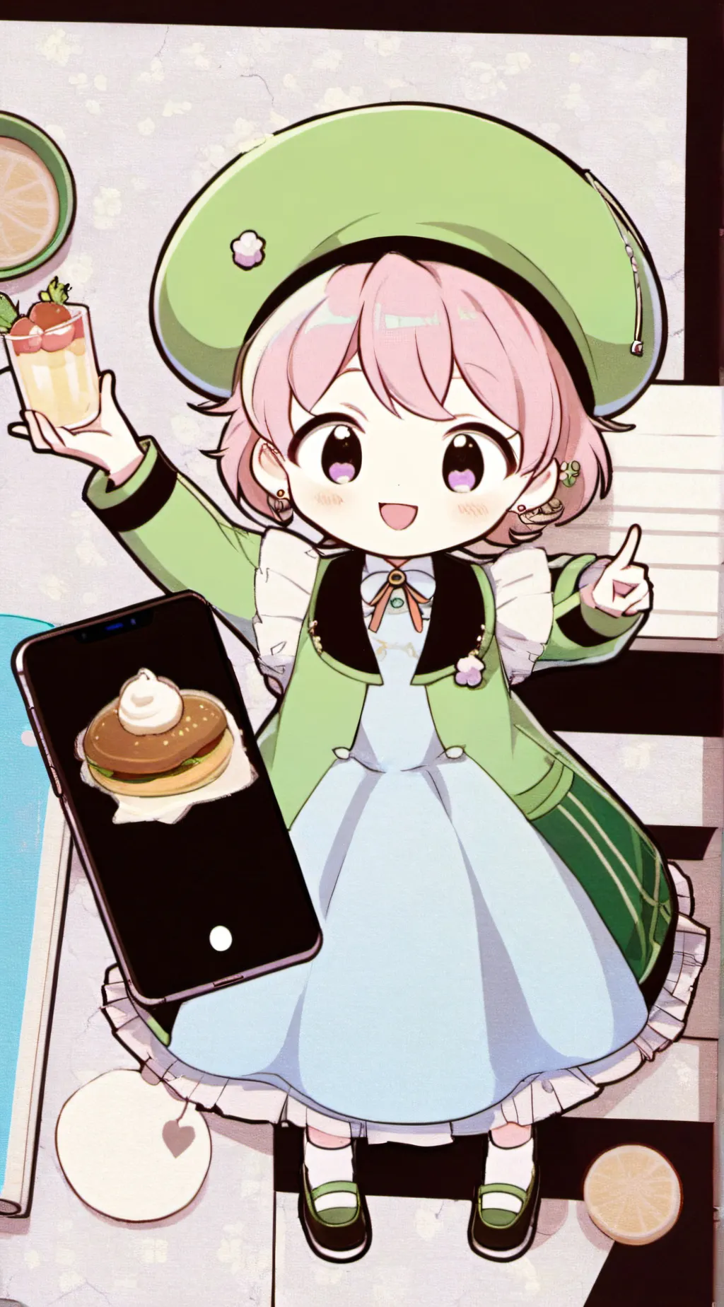 ai character: eat food background