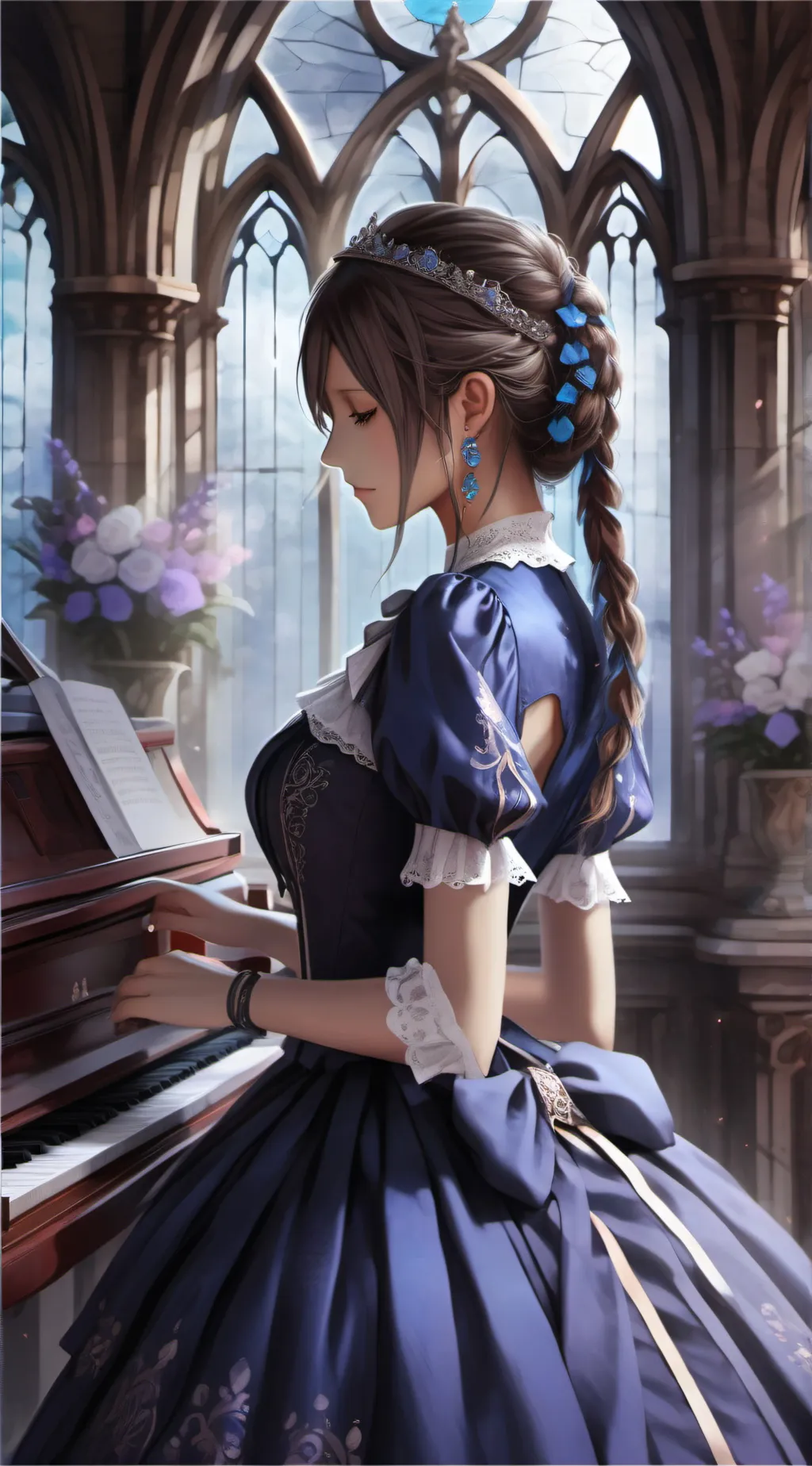 ai character: l'l benda over background