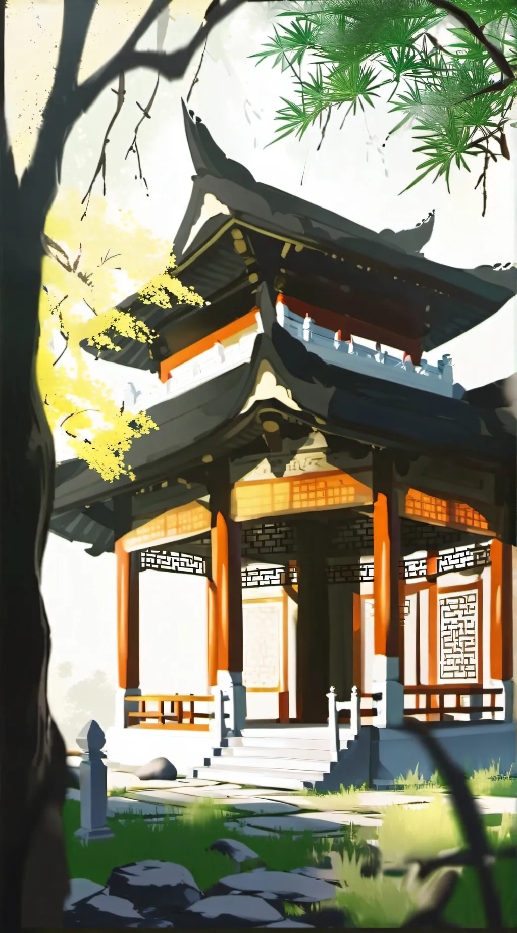 ai character: Old temple background