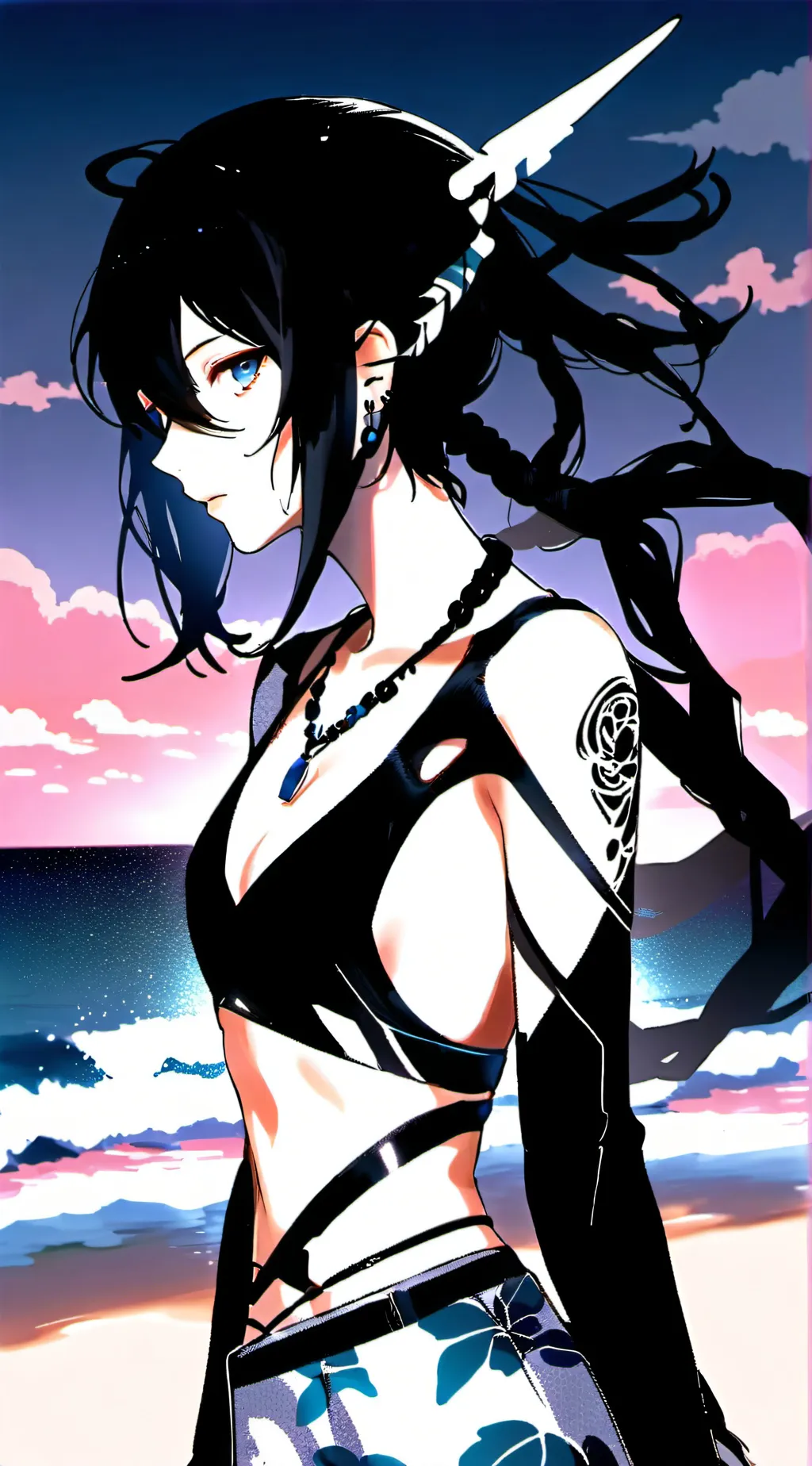 ai character: Tokyo Manji beach background