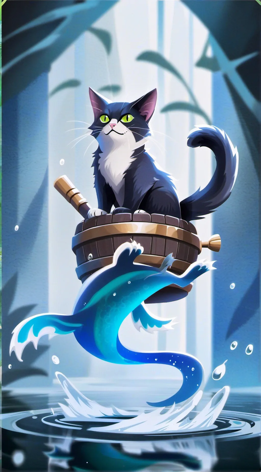 ai character: watercat  background