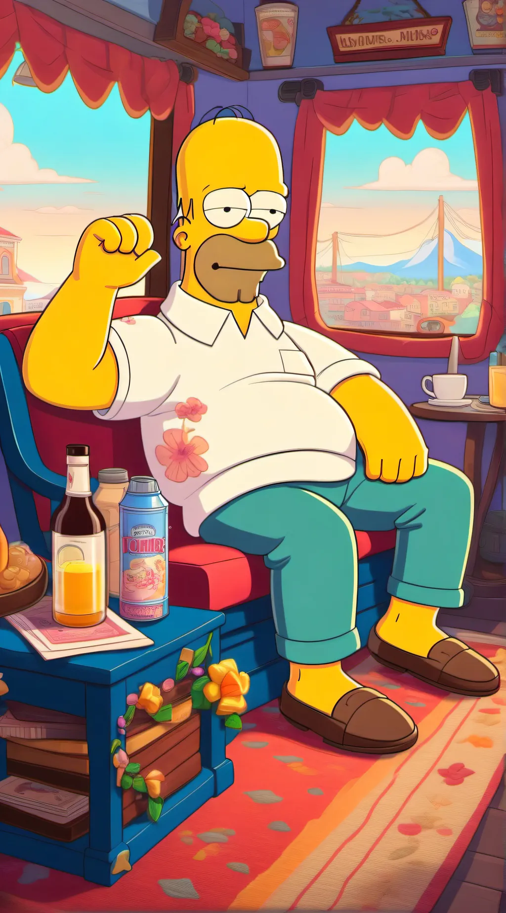 ai character: Homer Simpson background