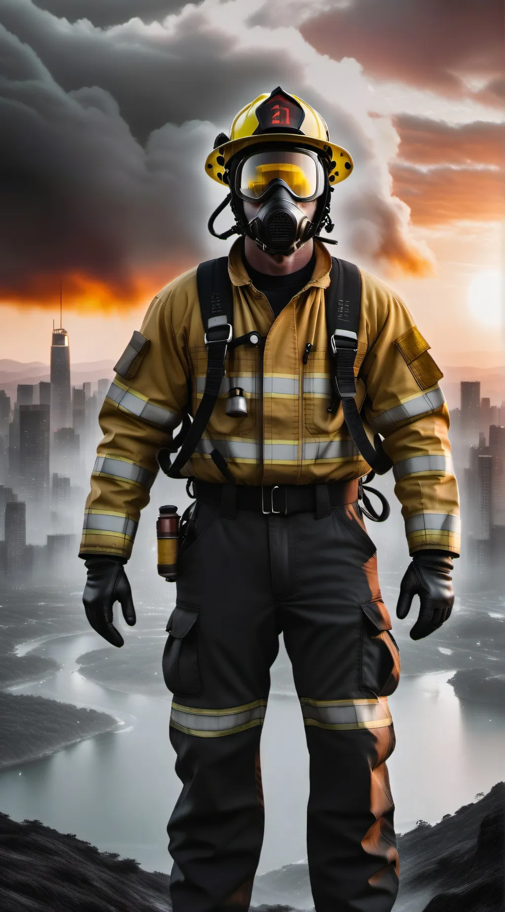 ai character: A firefighter background