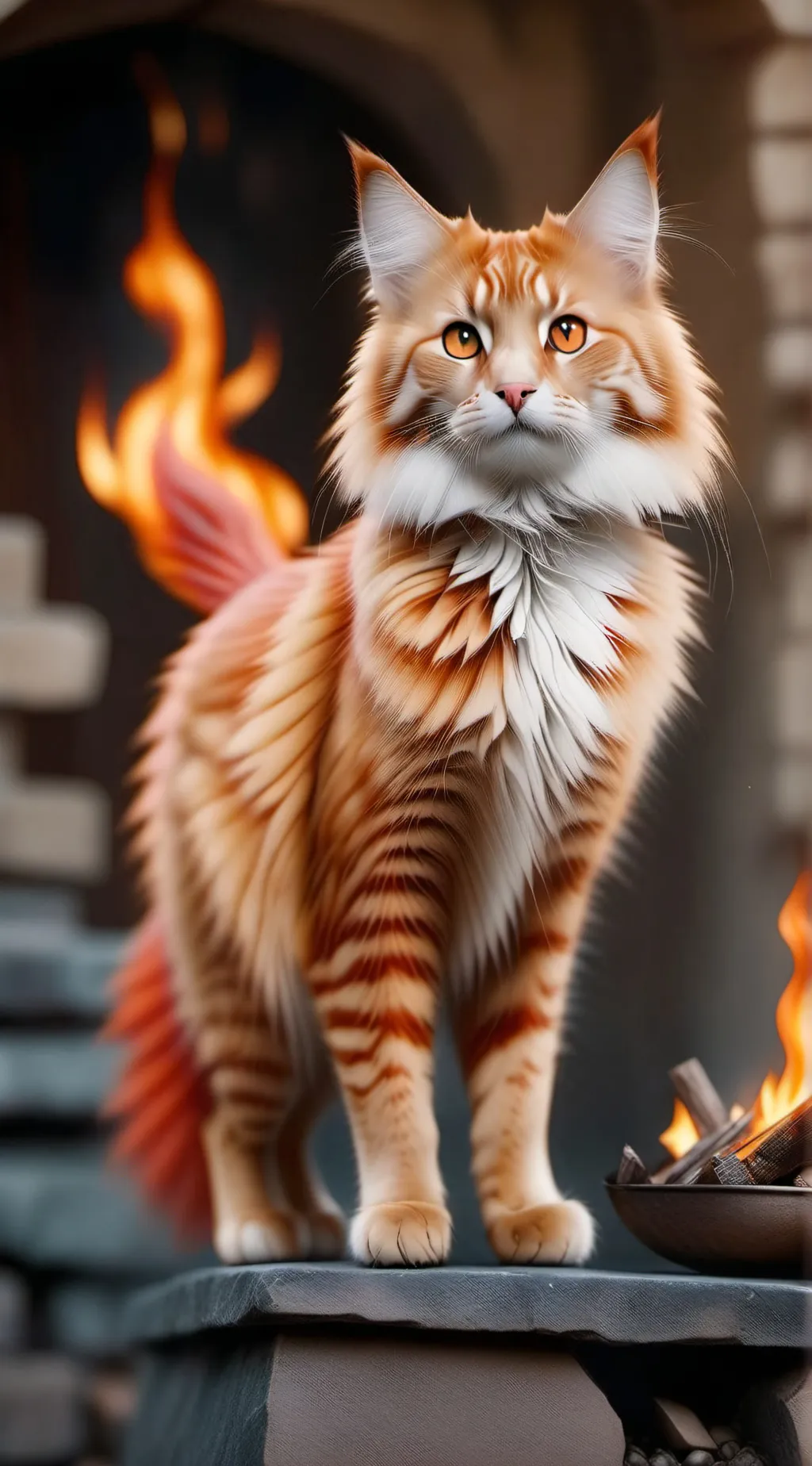 ai character: firecat  background