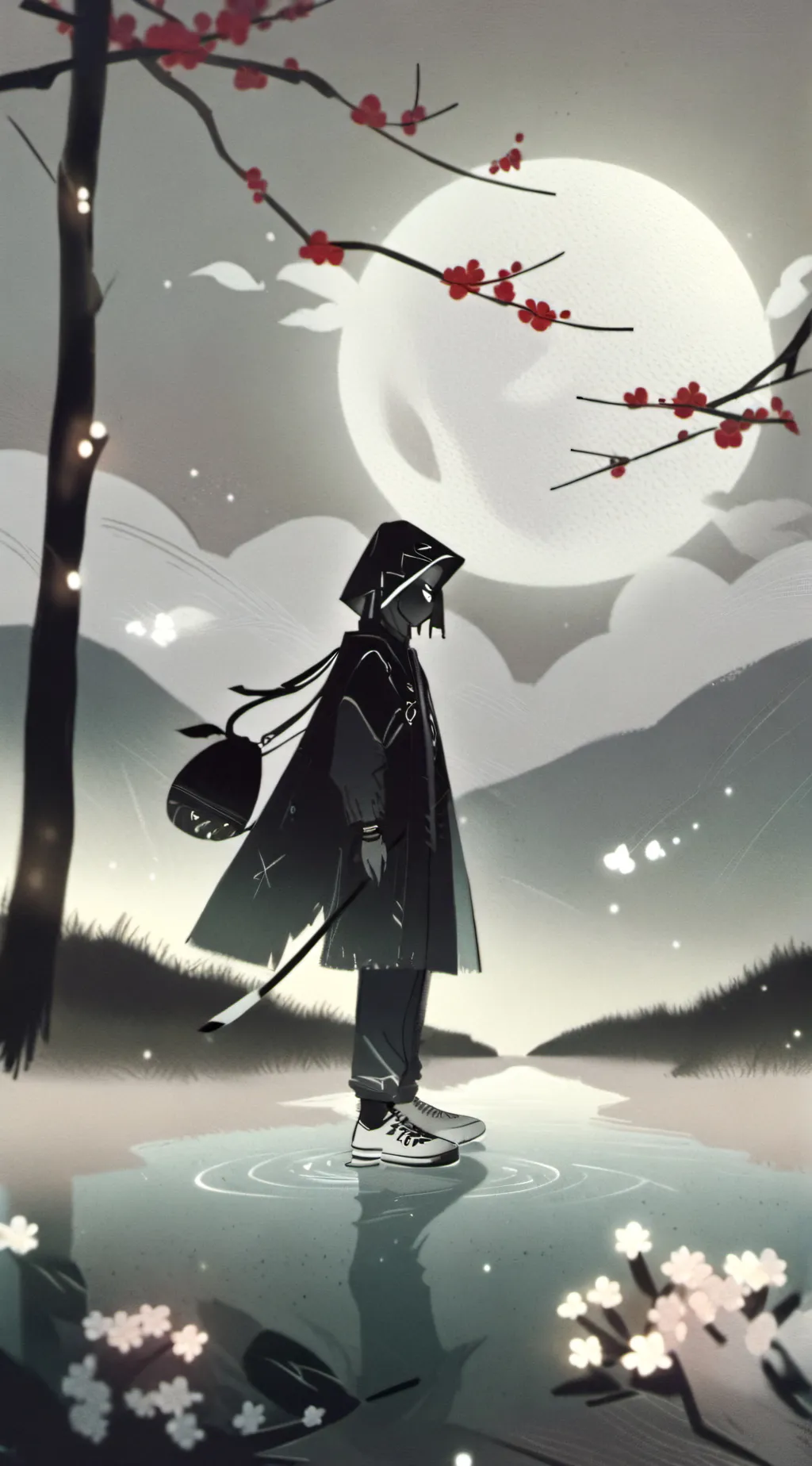 ai character: Miss circle & bali background