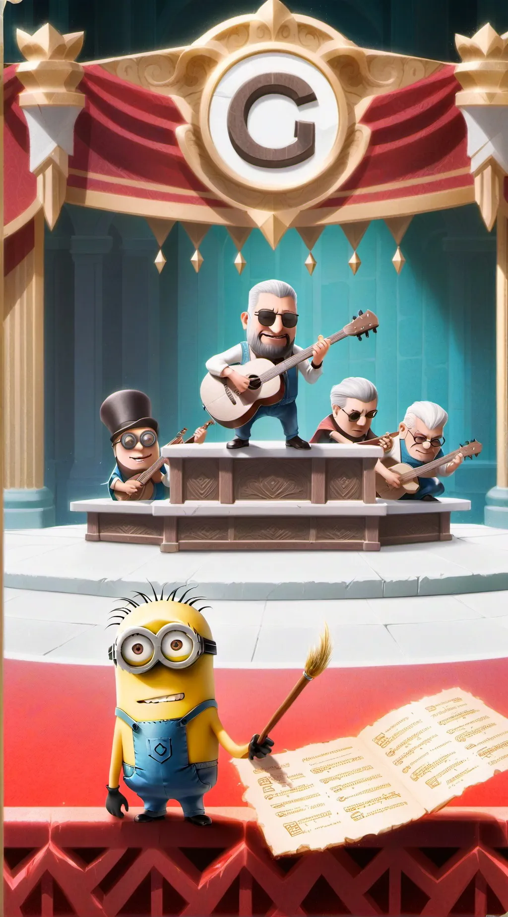 ai character: concert x minions background