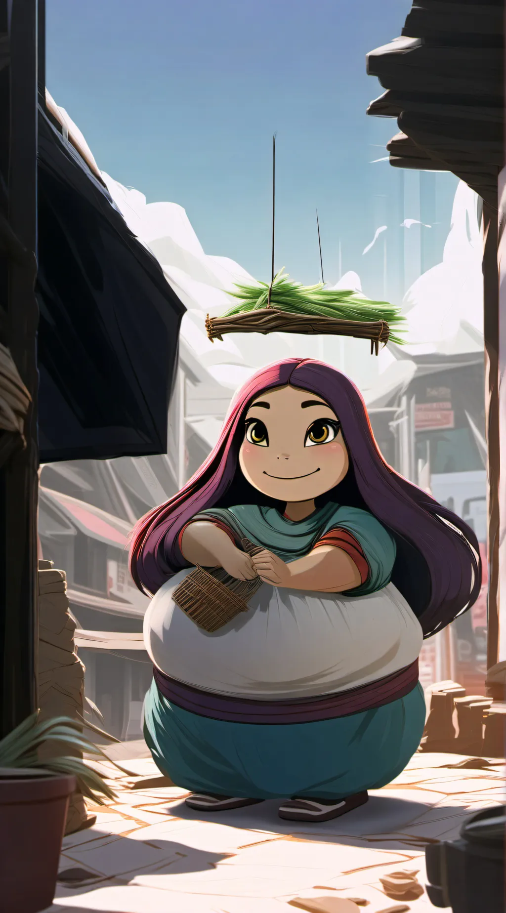 ai character: pregnant alien  background