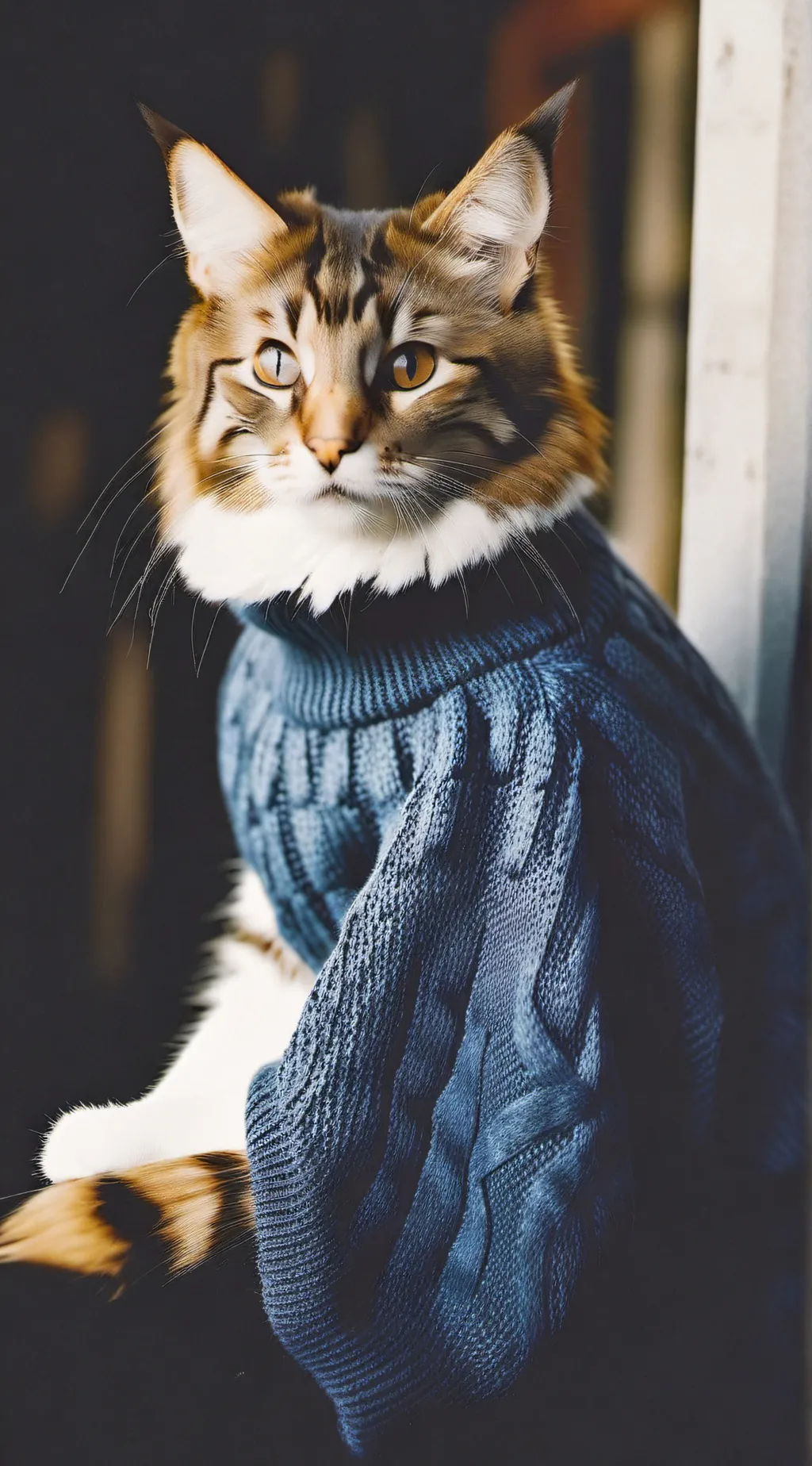 ai character: cat in a sweater background