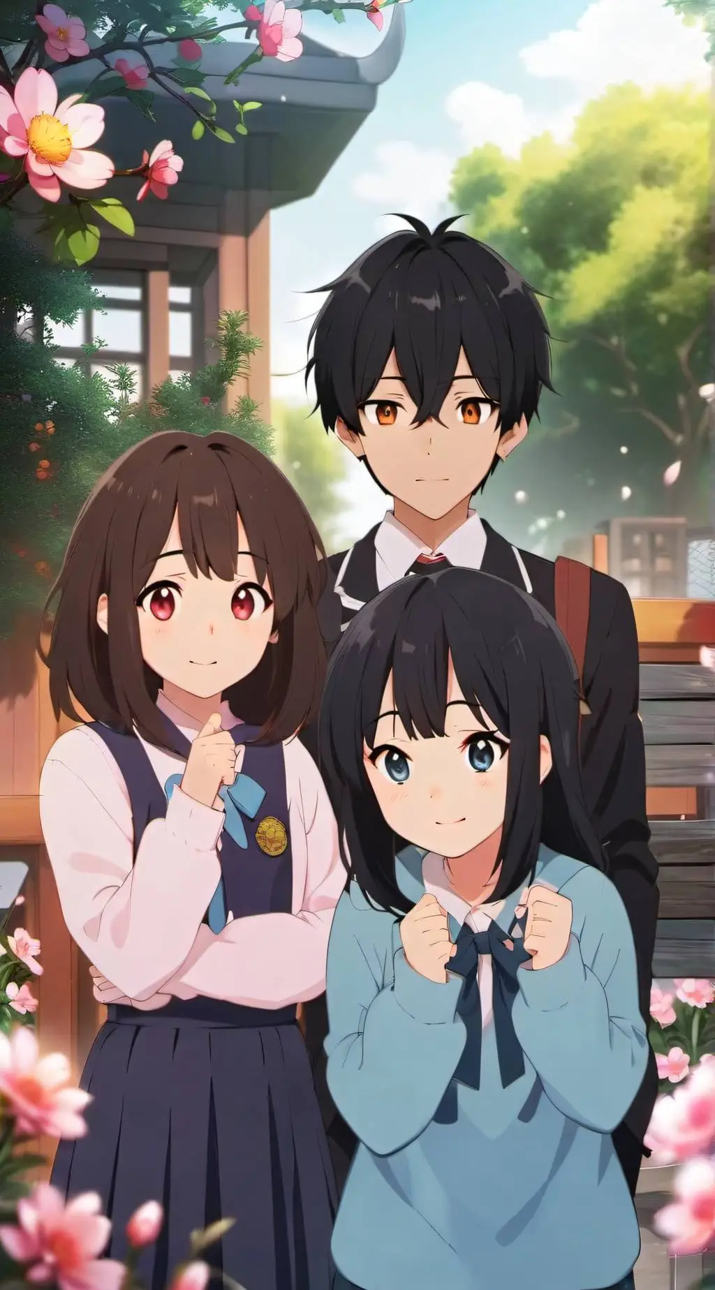 ai character: Between 2 girls background