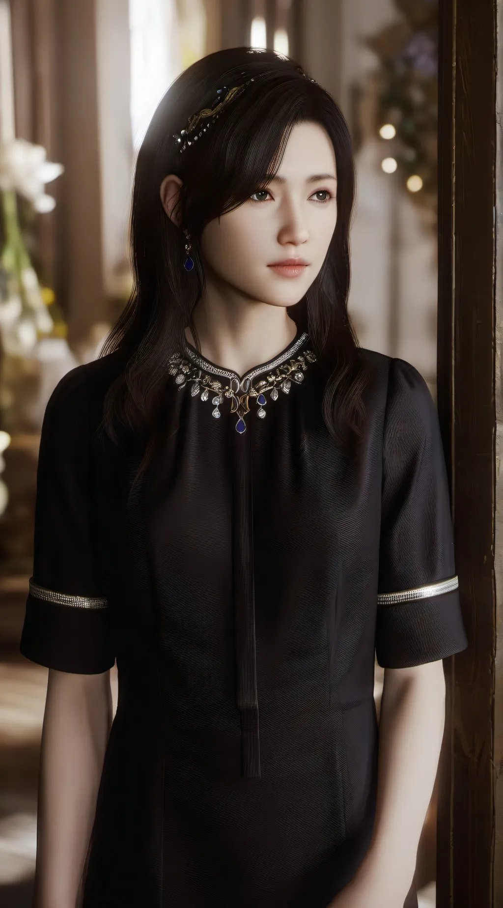 ai character: TITAN TV WOMAN background