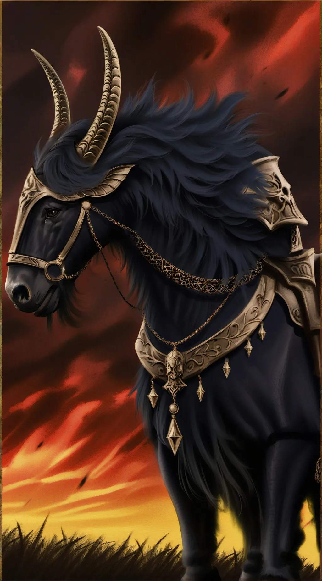 ai character: Magic black horse  background