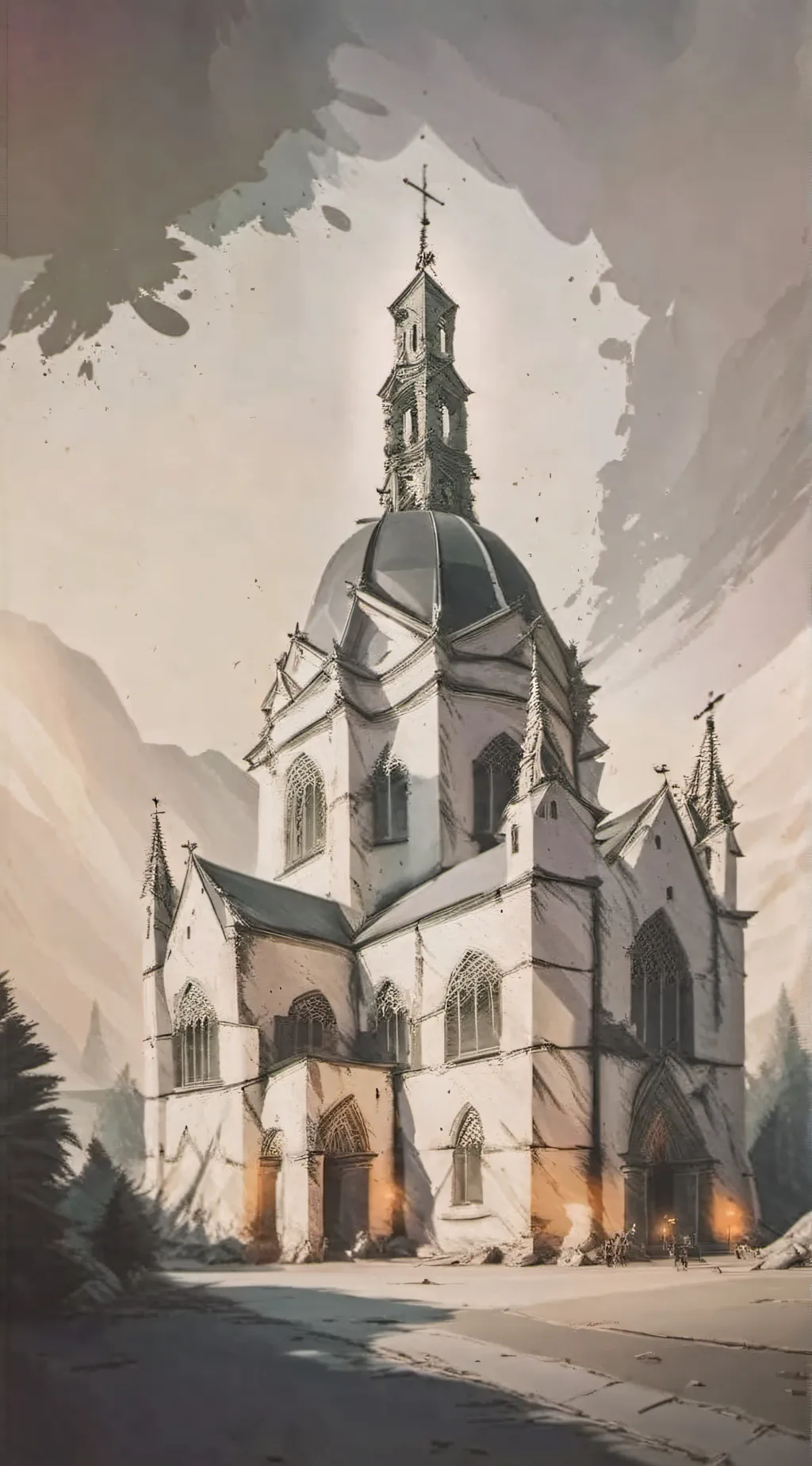 ai character: The cathedral. background