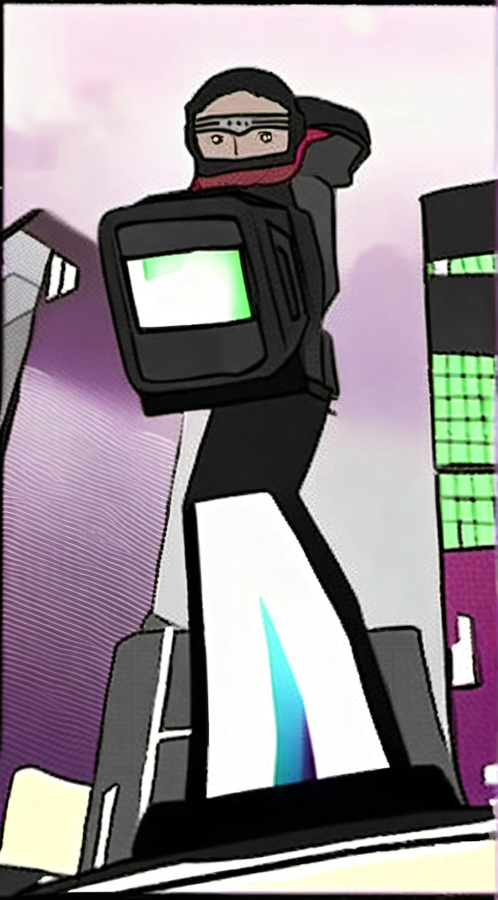 ai character: titant TV woman  background