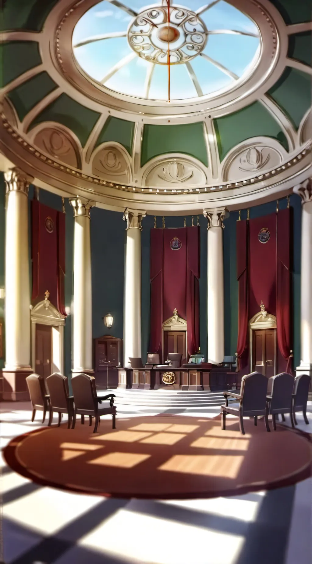 ai character: QCI Courtroom background