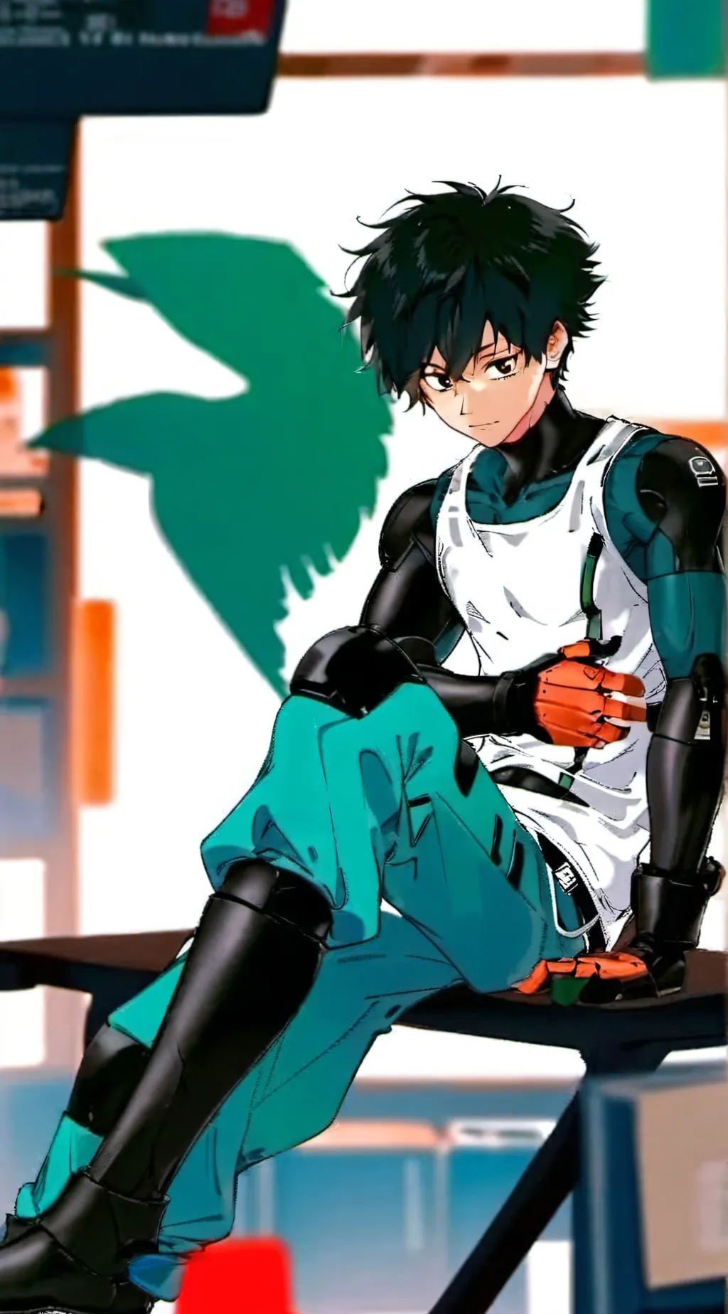 ai character: Robot Deku  background