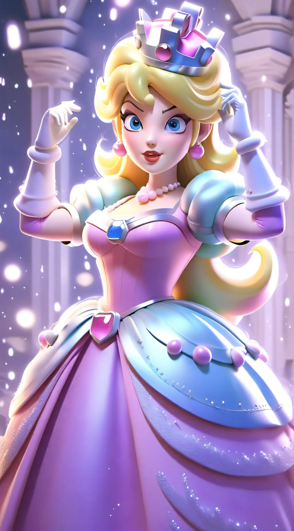ai character: Prinzessin peach  background
