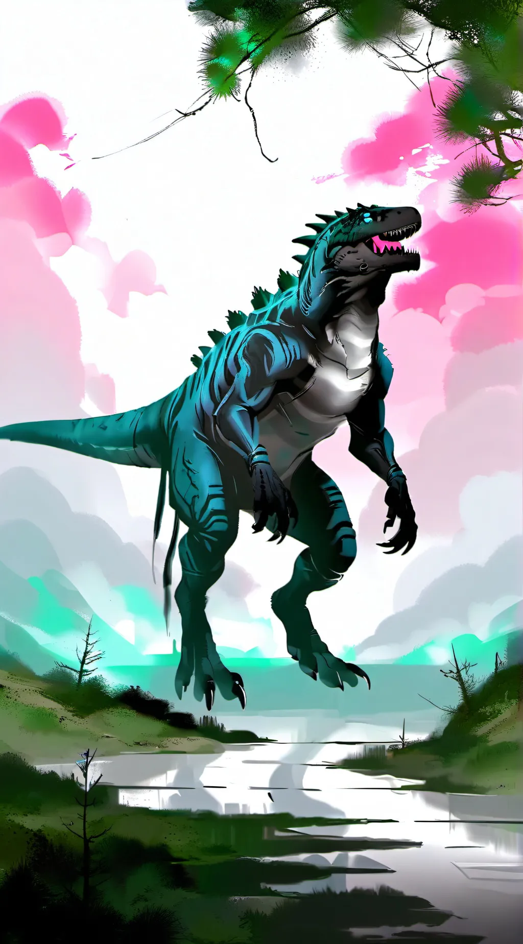 ai character: female angel dino background