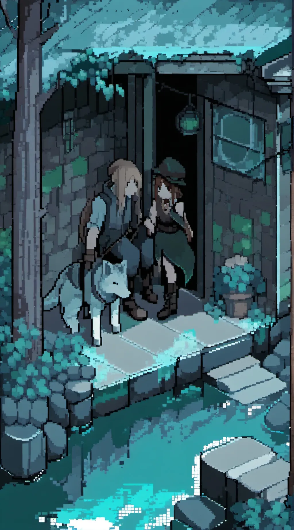 ai character: <walking your dog> background