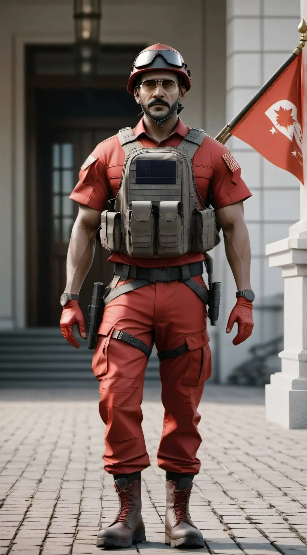 ai character: Red Country background