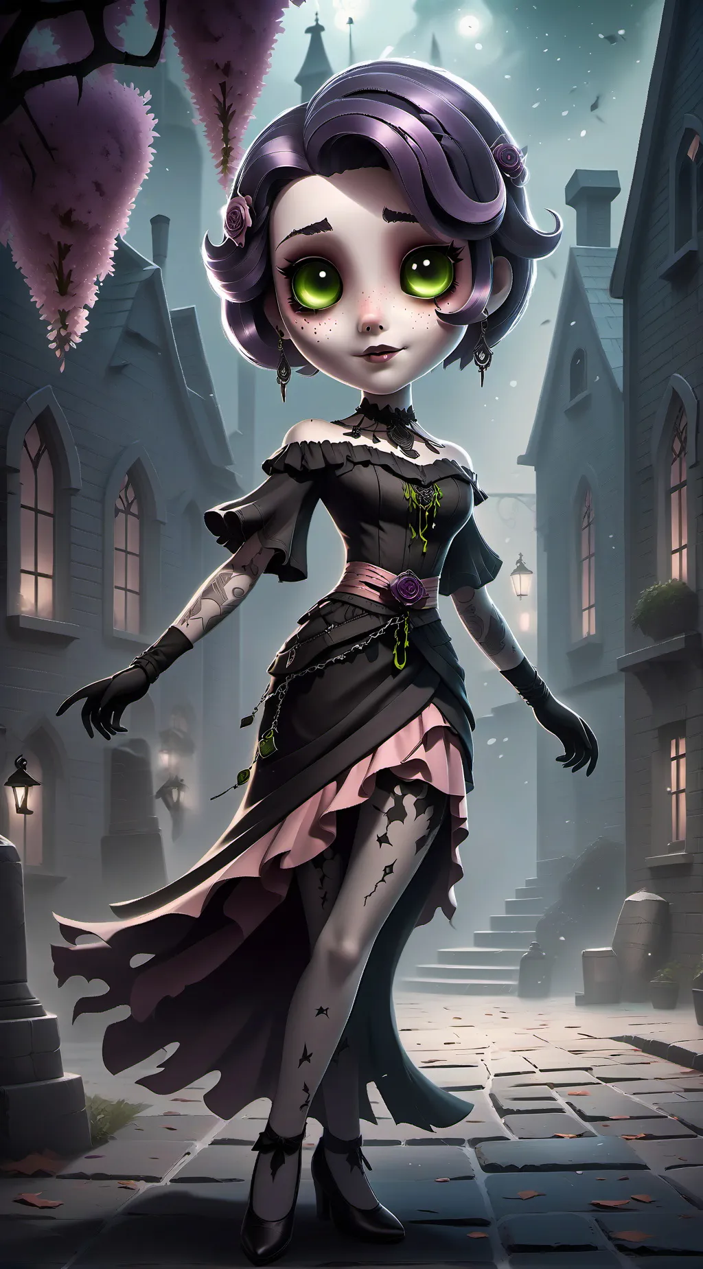 ai character: Pattina the ghost. background