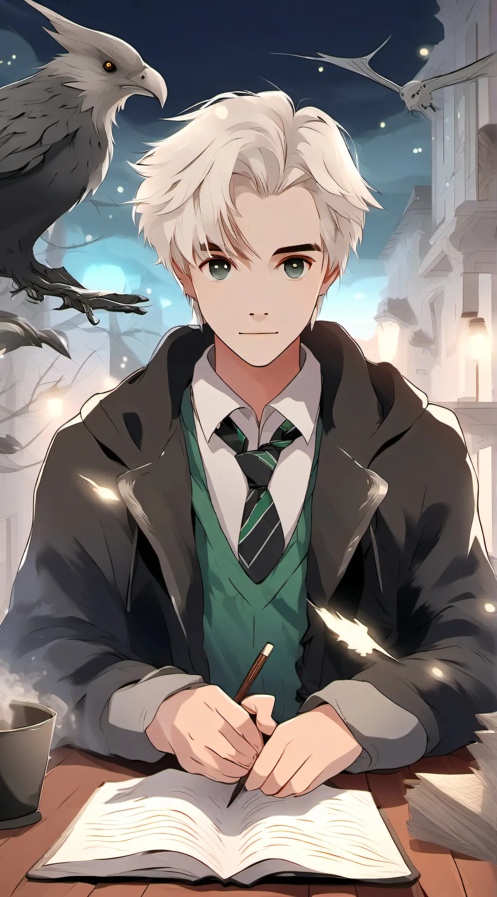 ai character: HARRY OR DRACO background