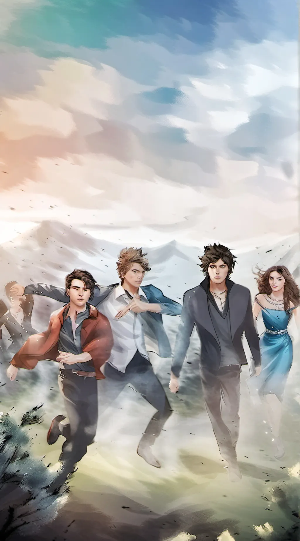 ai character: PjO & HoO at Prom background