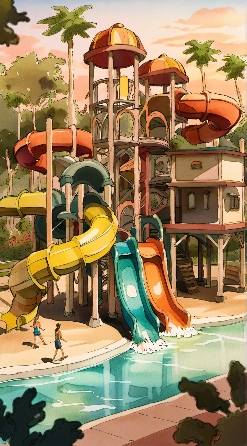 ai character: Kny water park background