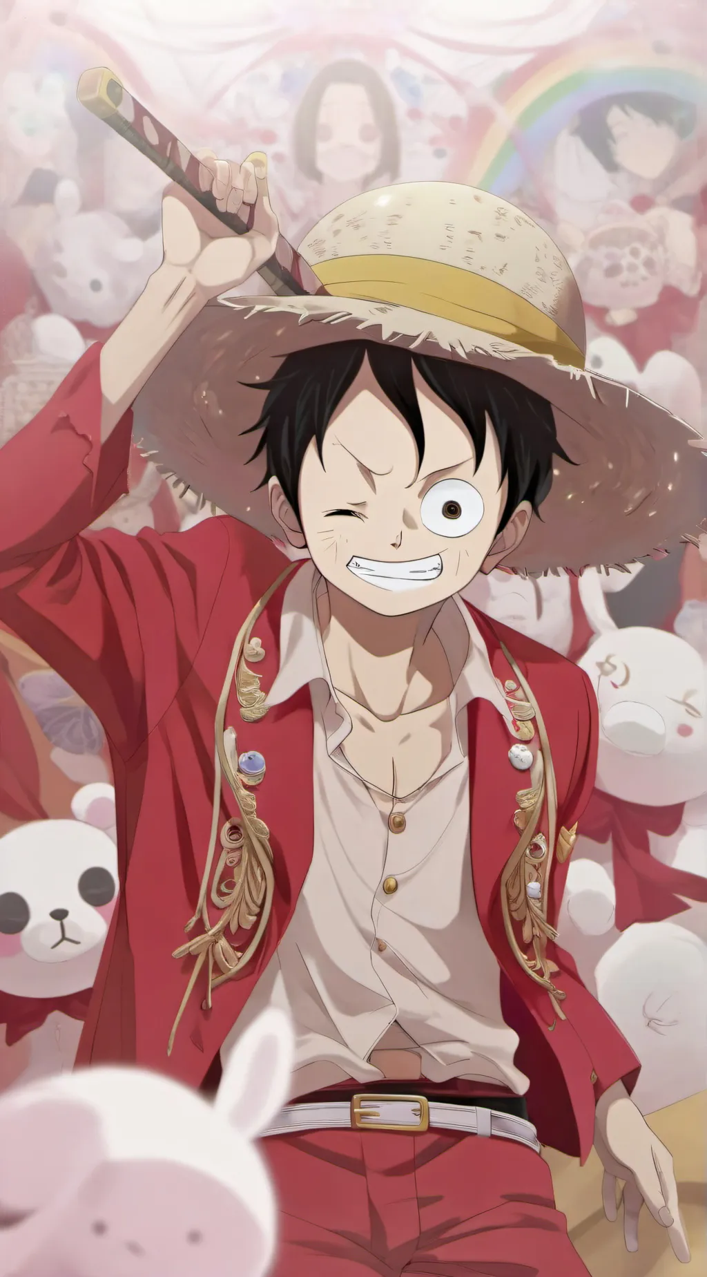 ai character: luffy zoro sanji background