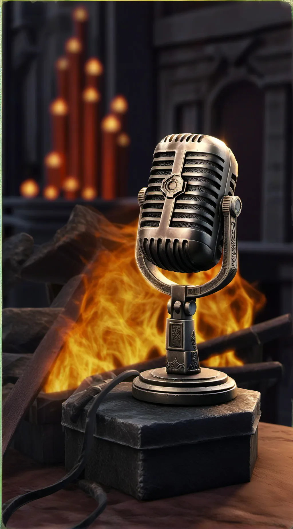 ai character: Magical microphone background