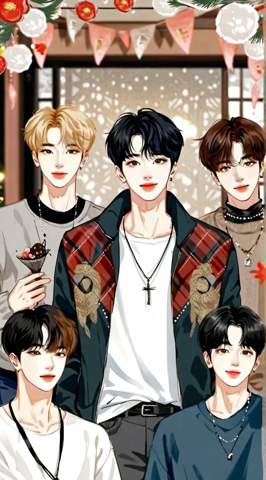 ai character: BTS at the beach 💜 background