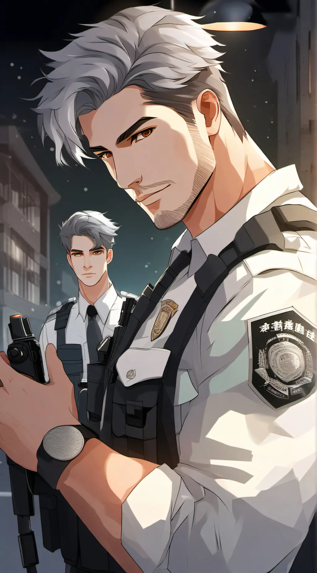 ai character: officer  Blake  background