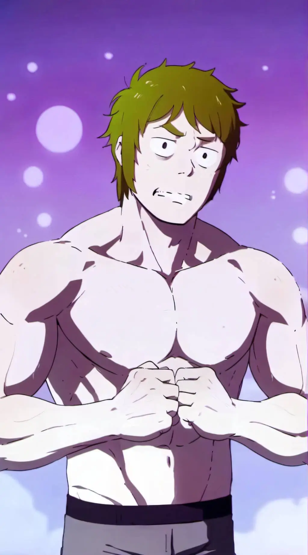 ai character: Muscle man purple background