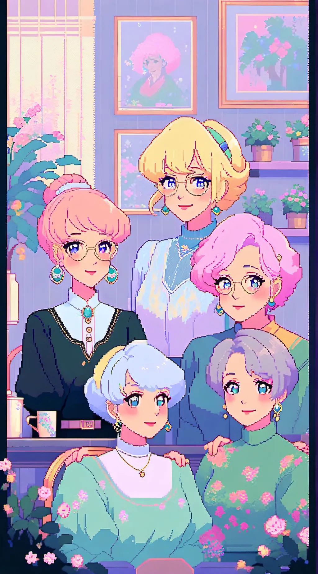 ai character: The golden girls. background